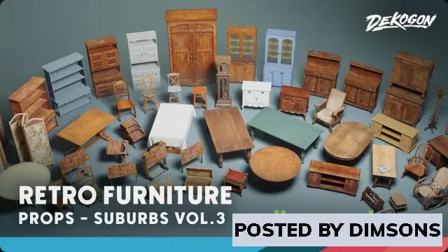 Unreal Engine Props Suburbs VOL.3 - Retro Furniture (Nanite and Low Poly) v5.4