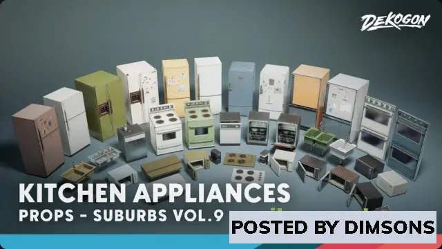 Unreal Engine Props Suburbs VOL.9 - Kitchen Appliances (Nanite and Low Poly) v5.4