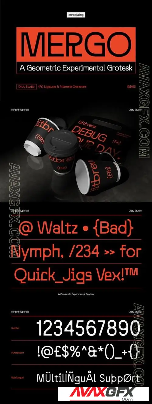 Mergo вЂ“ Geometric Experimental Grotesk Font 5JX7XEW