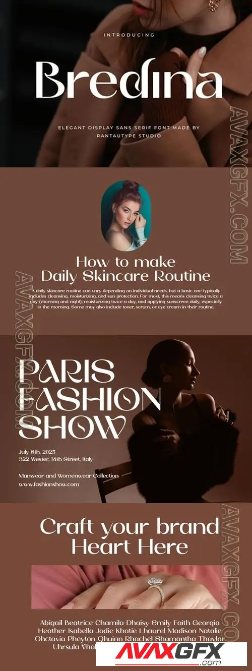 Bredina Elegant Display Sans Serif Font E4UARAA