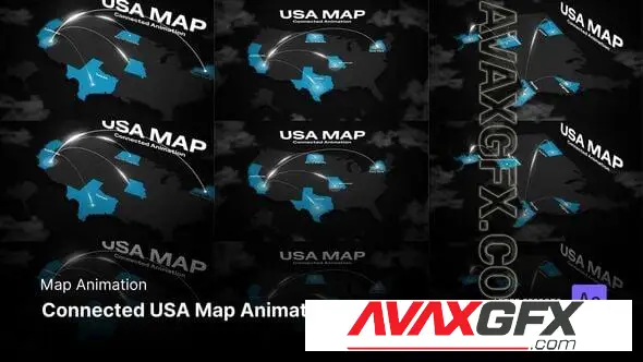 Map Animation - Connected USA Map After Effects Template 58029212 Videohive