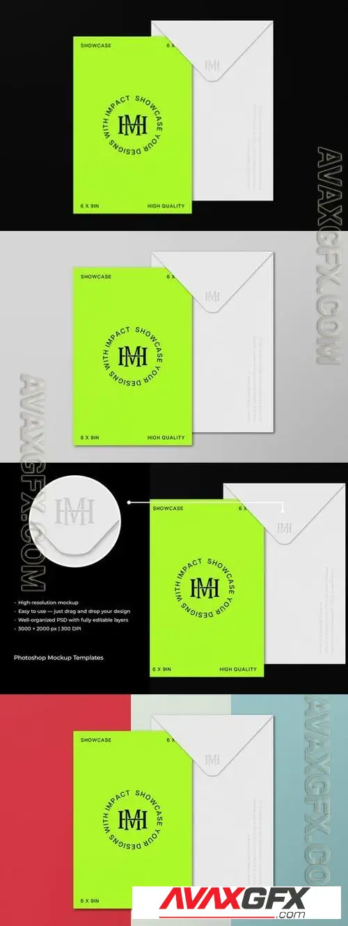 Postcard And Envelope Mockup 9JSQGWR