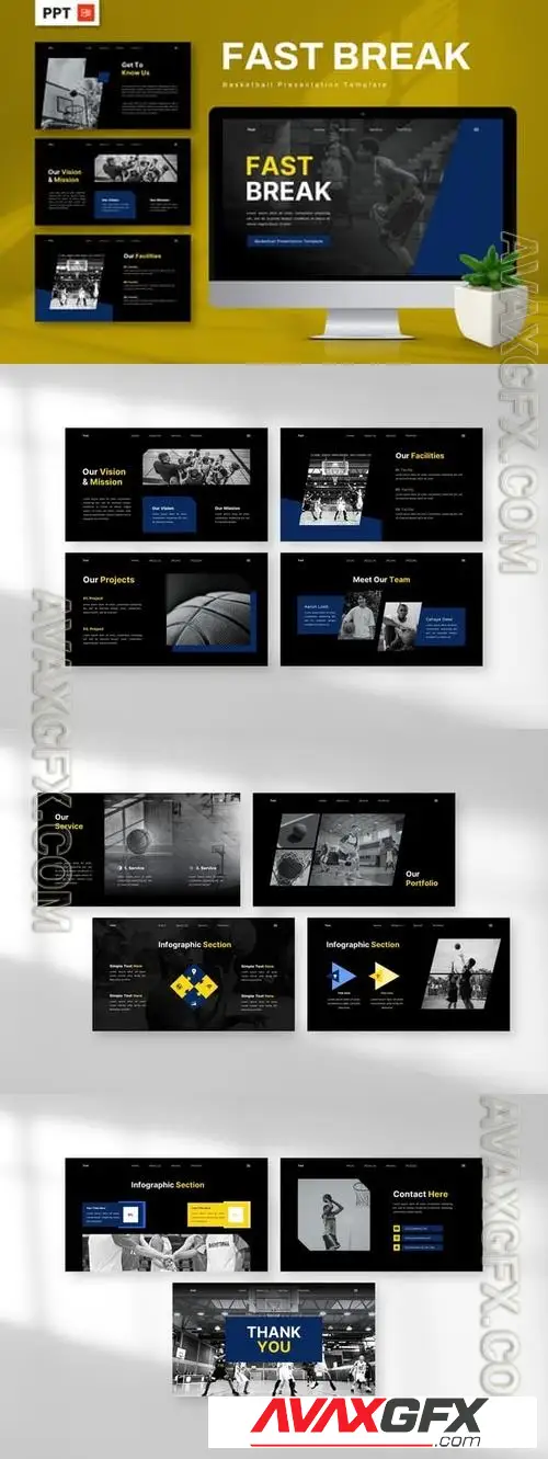 Fast Break - Basketball Powerpoint BAGRZMR