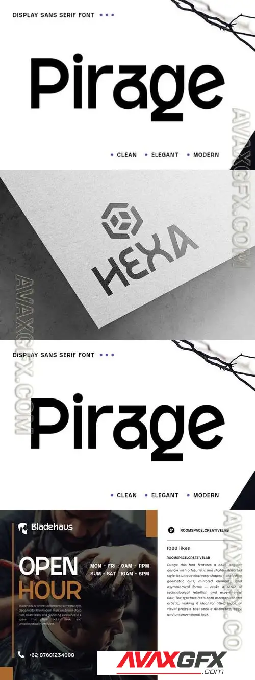 Pirage - Modern Geometry Display Sans Serif Font VHHAAKK