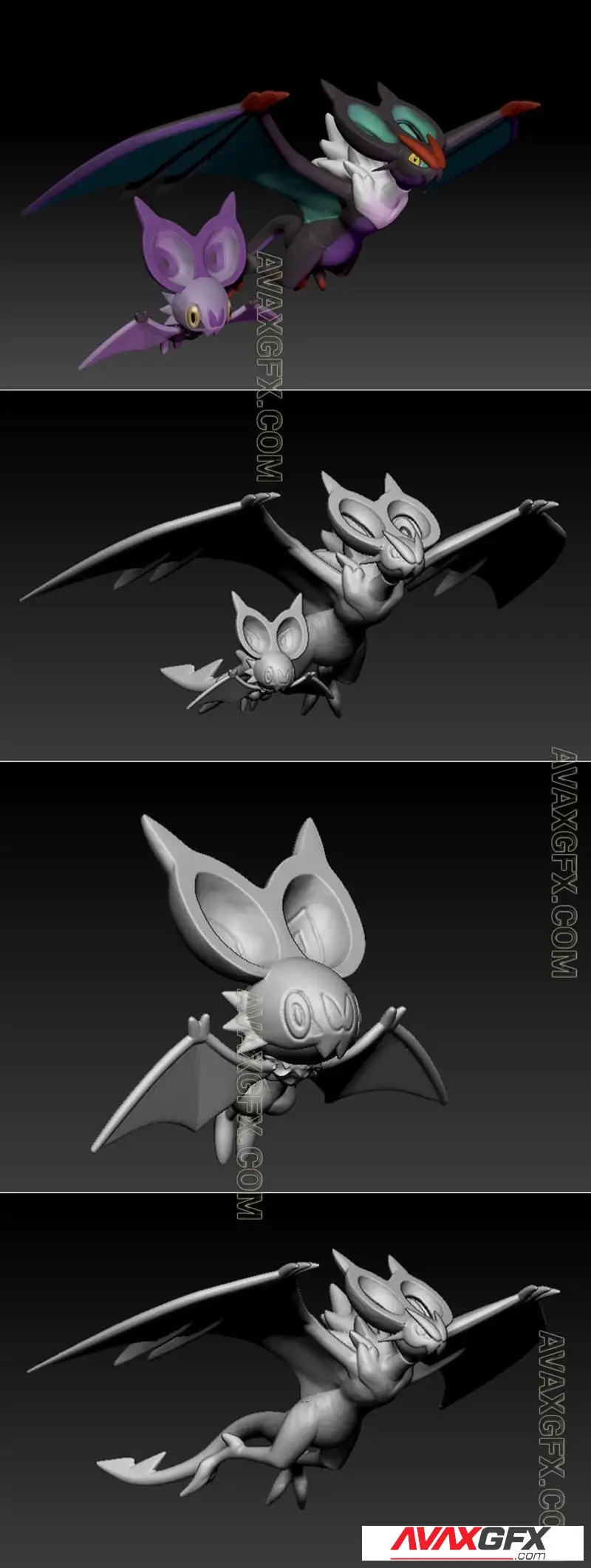 Pokemon Noibat and Noivern - STL 3D Model