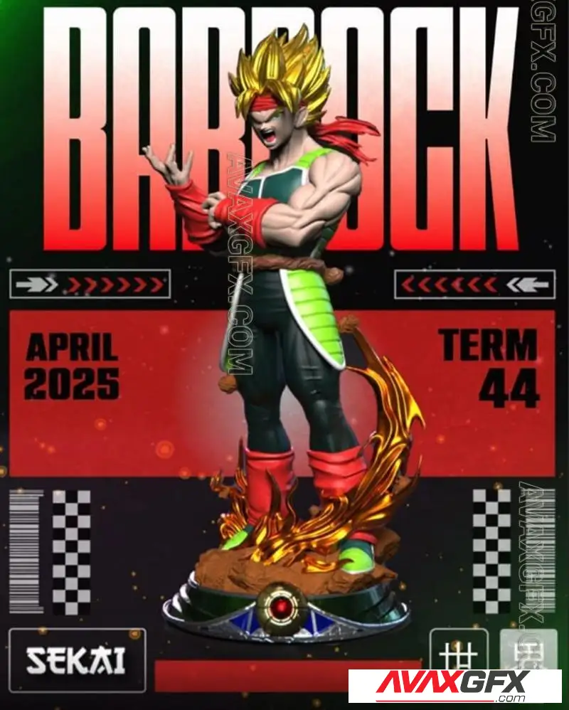 Sekai - Bardock Statue and Bust - STL 3D Model