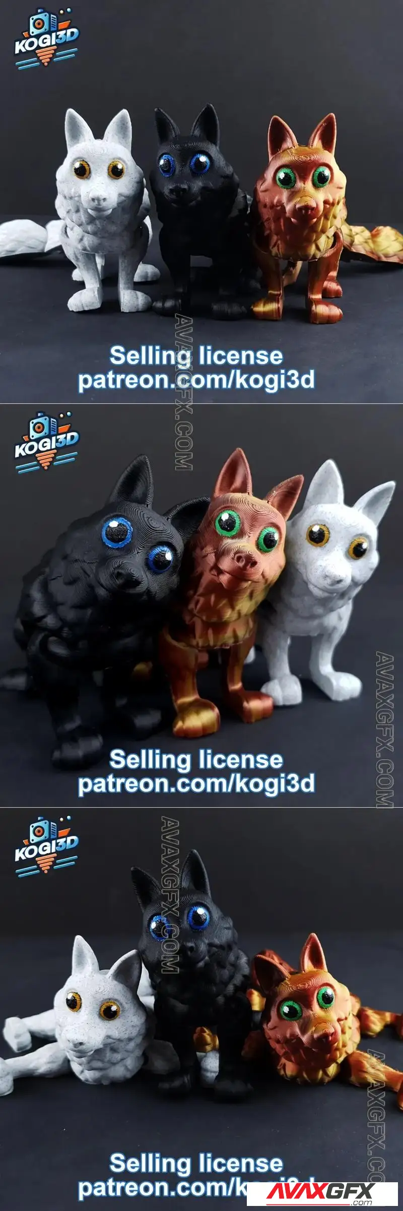 Articulated Wolf model - STL 3D Model