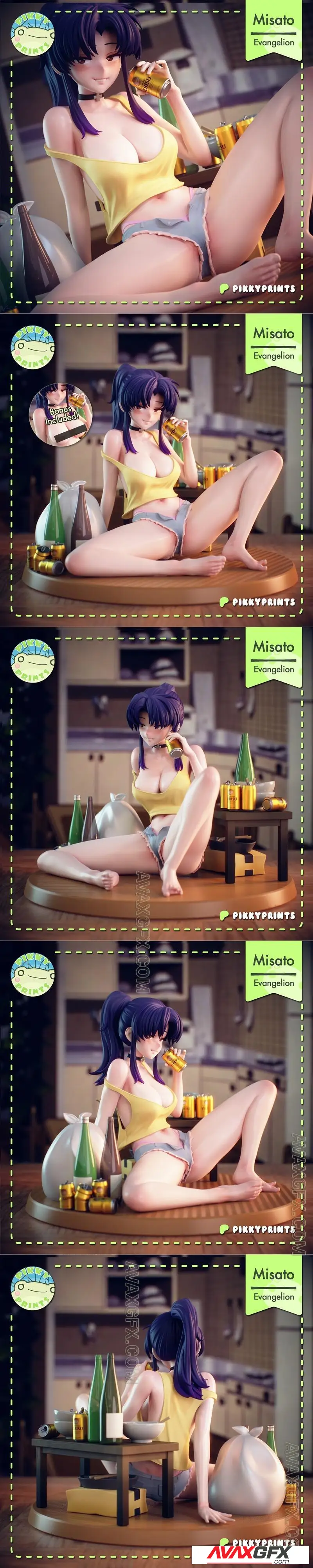 Pikky Prints - Evangelion - Misato Katsuragi - STL 3D Model