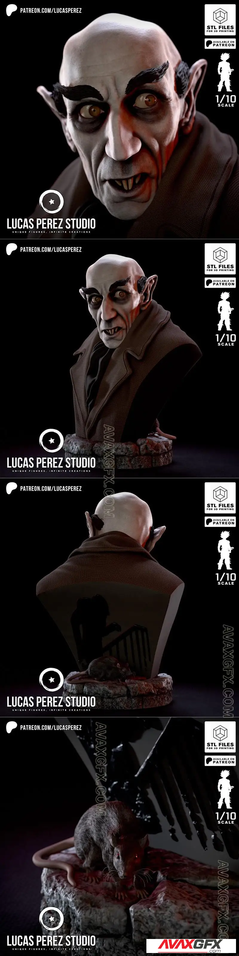 Lucas Perez Studio - Nosferatu Bust - STL 3D Model
