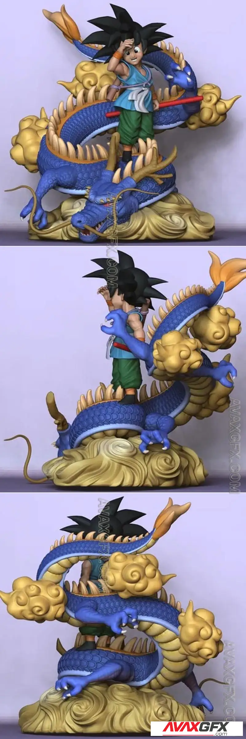 Goku kid and Shenron - STL 3D Model