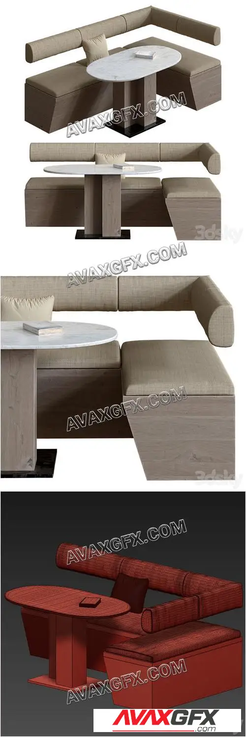 Corner sofa for the kitchen - 3D Model