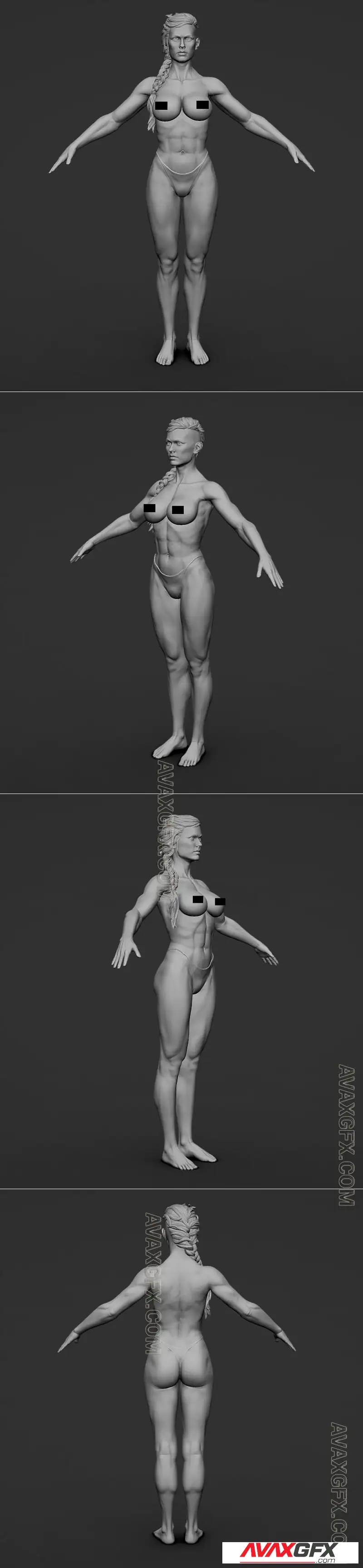 Female Warrior Basemesh - STL 3D Model
