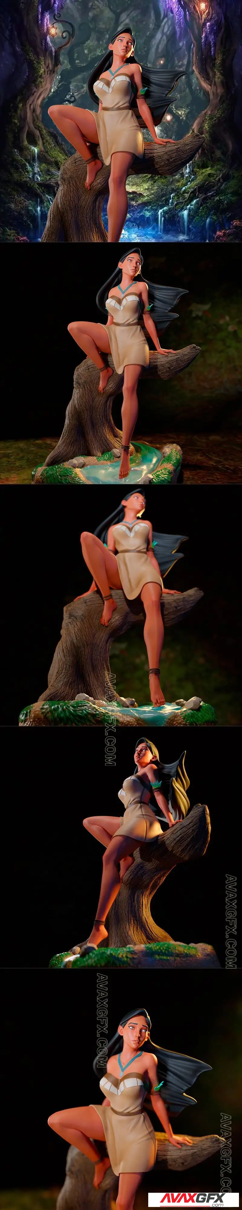 3dMomoji - Pocahontas - STL 3D Model