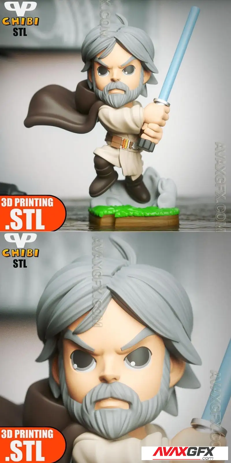 Old Luke Skywalker Chibi - STL 3D Model