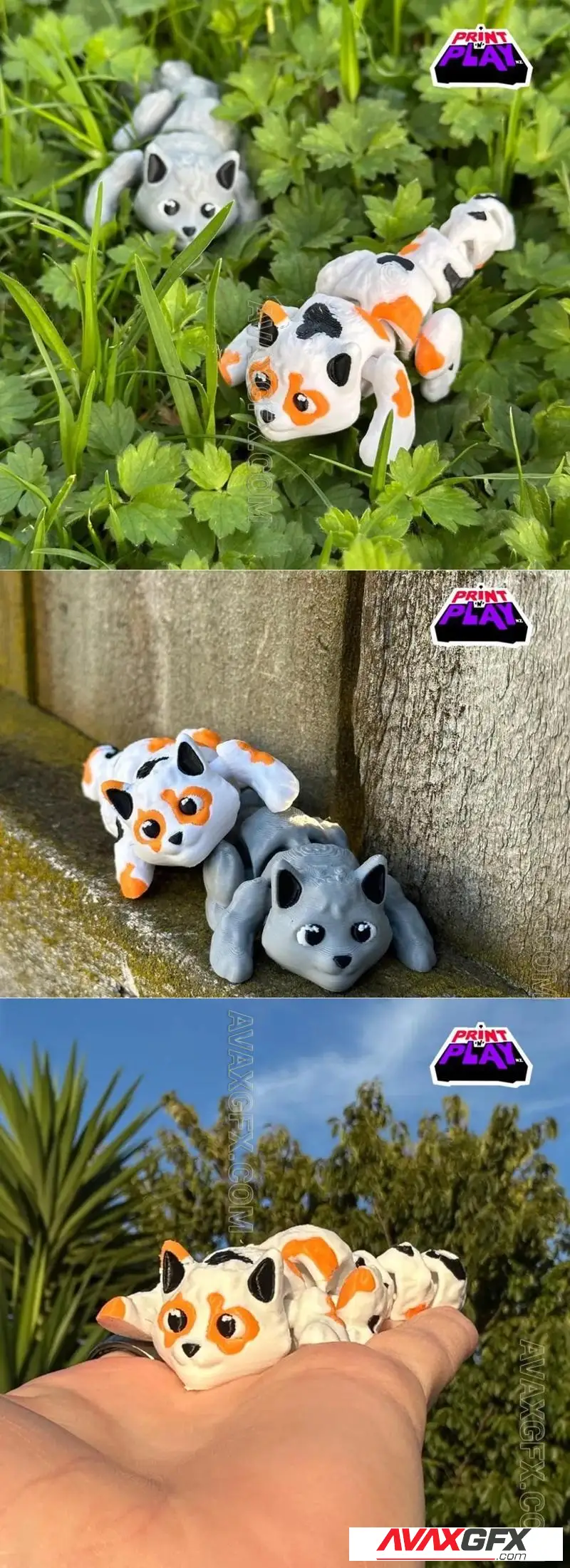 Cat White Orange Black - STL 3D Model