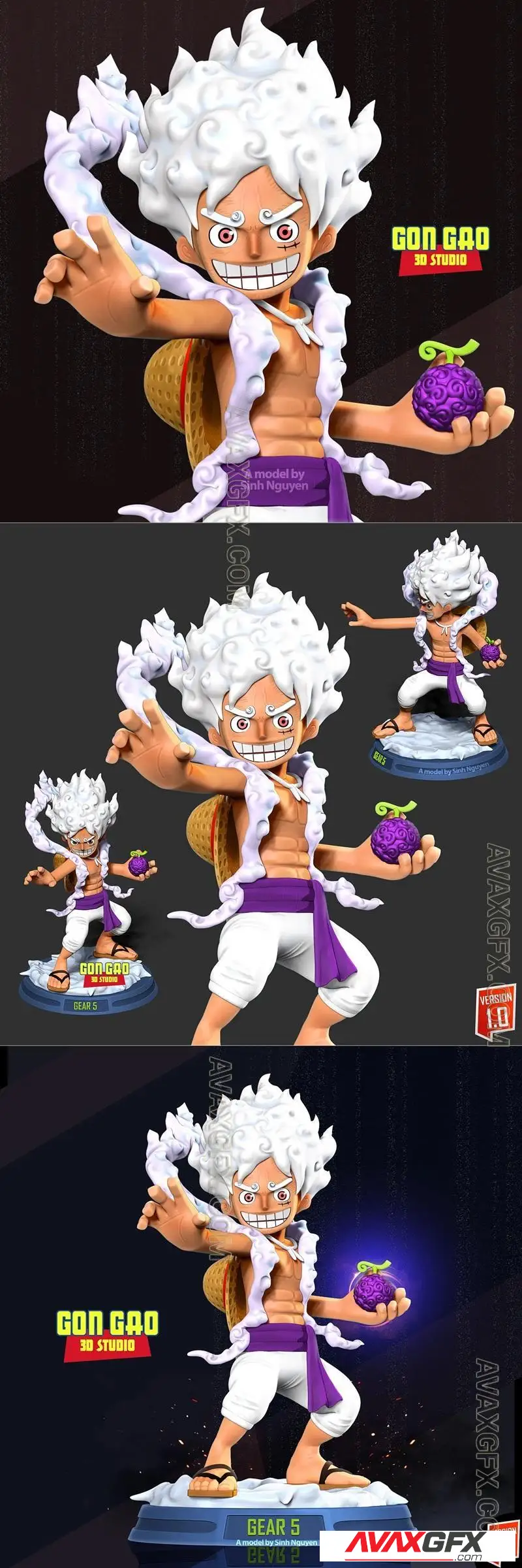 Kid Luffy Gear 5 - STL 3D Model