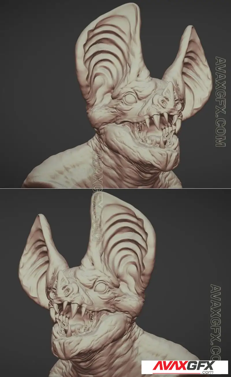 Bat Creature Bust 2 - STL 3D Model