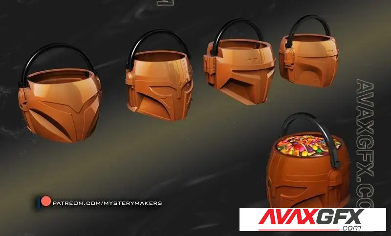 Mandalorian candy buckets - halloween - STL 3D Model