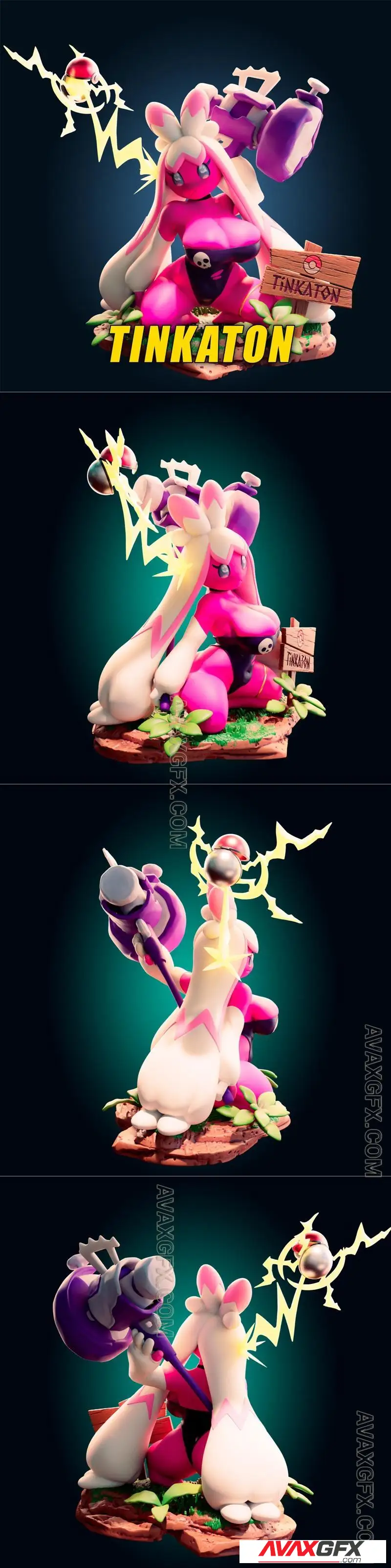 Officer Rhu - Tinkaton Short & Stacked Pokemon - STL 3D Model