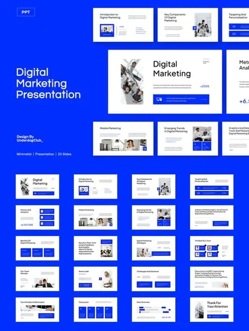 Download White Blue Digital Marketing Presentation DHIP XRLB9MQ