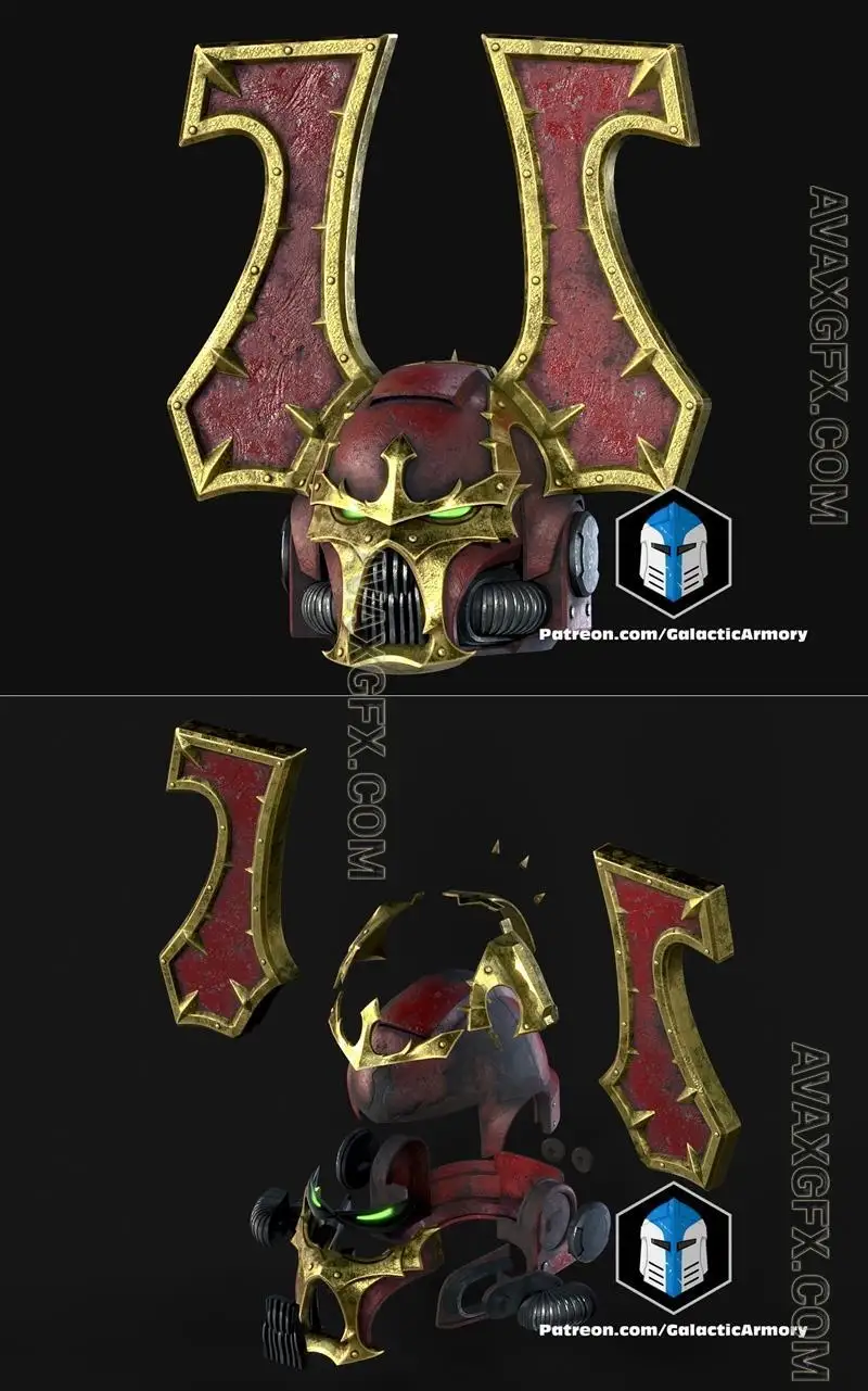 Space Marine 2 Chaos Helmets - World Eaters - STL 3D Model