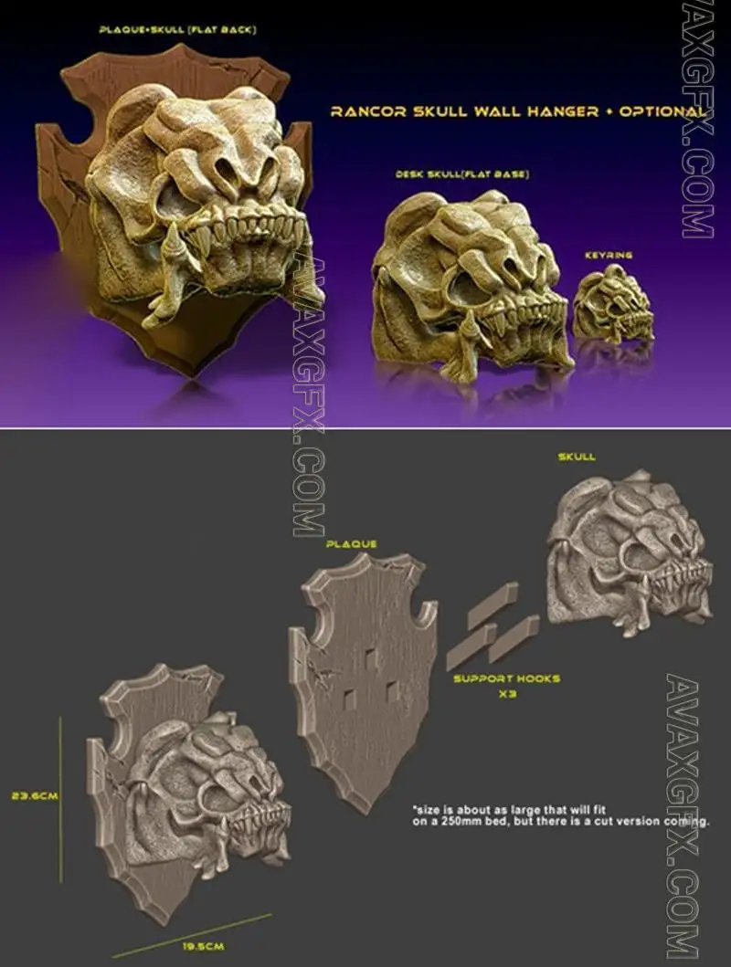 Hex3D - Rancor Skull Wall Pack - STL 3D Model