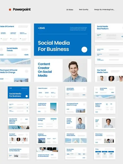 Download White Blue Social Media Business Presentation HHPYTSL