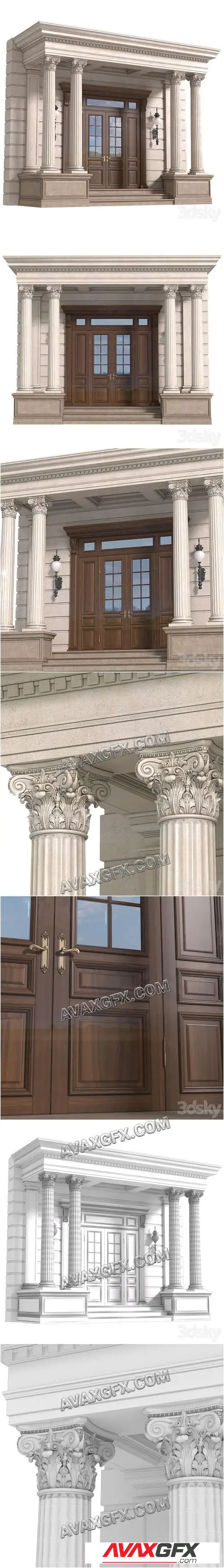 Column Porch Entrance to the house Classic Porch - 3D Model