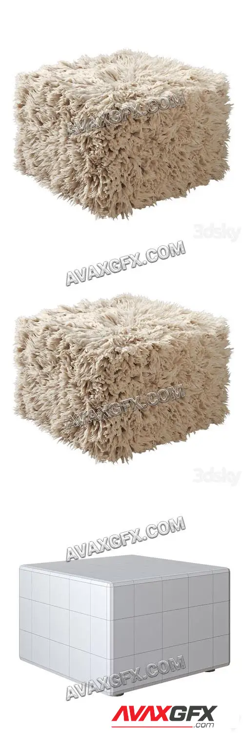 Wool pouf, Carito - 3D Model