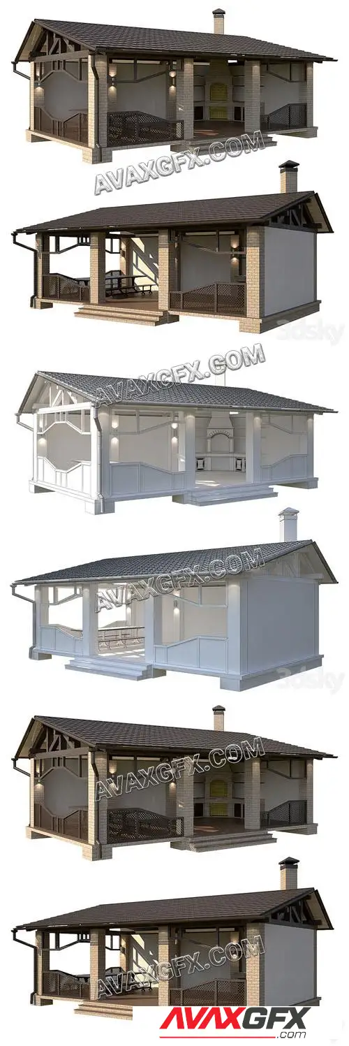 Arbor with summer kitchen - 3D Model