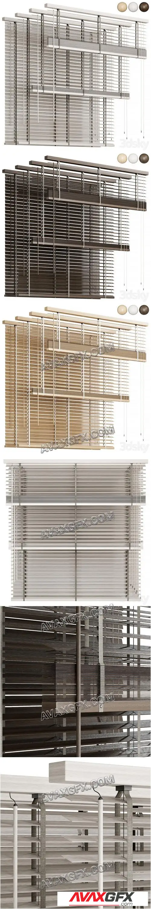 Wooden blinds 03, Folding wooden blinds - 3D Model