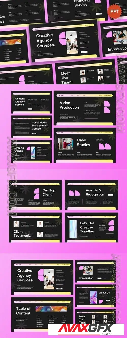 Black Pink Gradient Agency Services PPT WKN4WYN