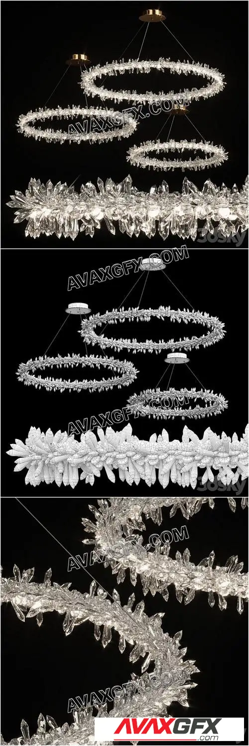 Crystal ring chandelier SIBYL - 3D Model