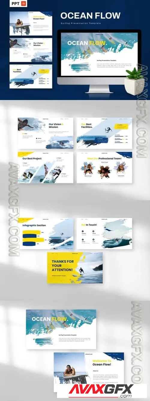 Ocean Flow - Surfing Powerpoint AK8NUWV