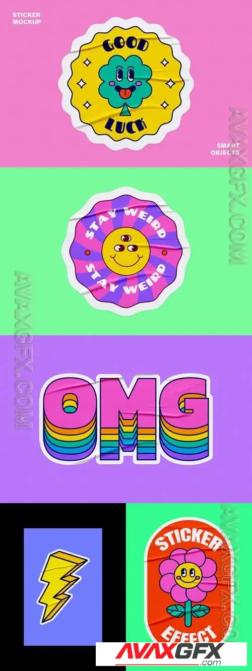 Crumpled Sticker Mockup WEK7QGG