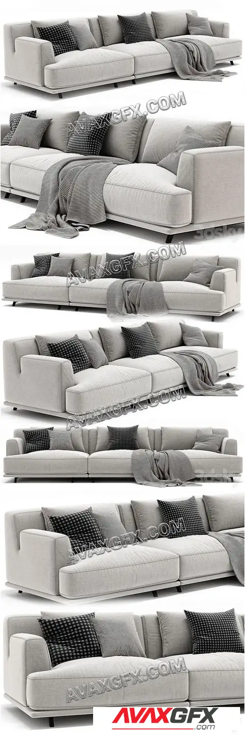 Poliform Tribeca 3 Seats Sofa - 3D Model