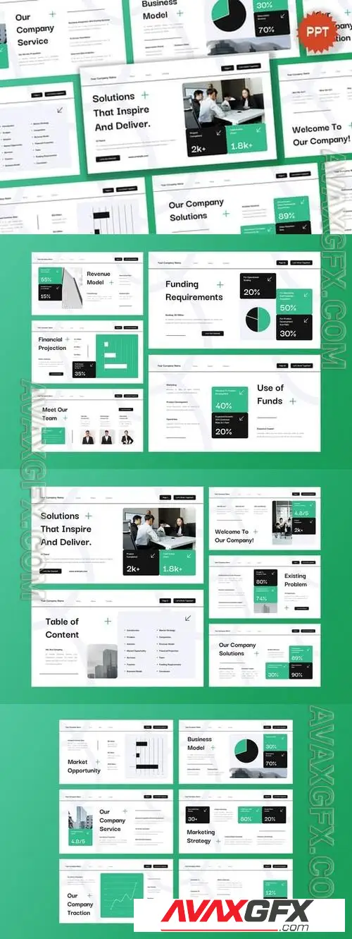 White Green Modern Pitch Deck PPT RA6QQWD