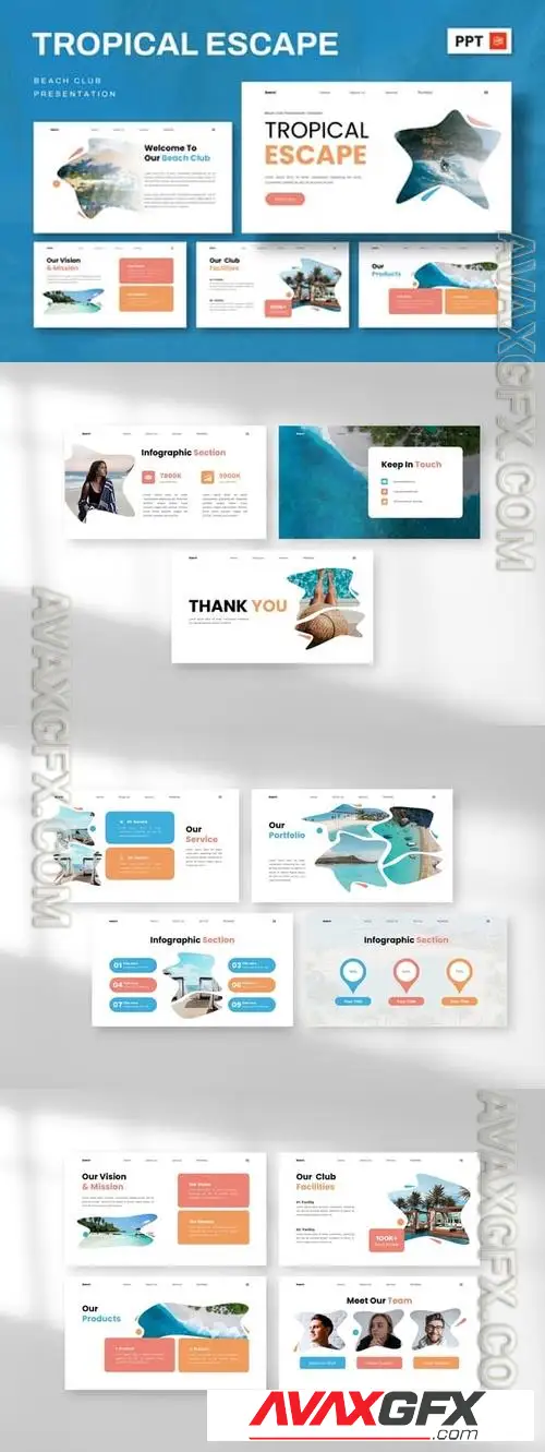 Tropical Escape - Beach Club Powerpoint KY8N3NQ