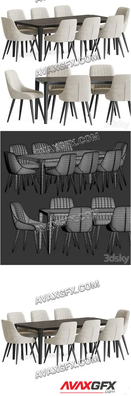 Chipman Chair Eiles Table Dining Set - 3D Model