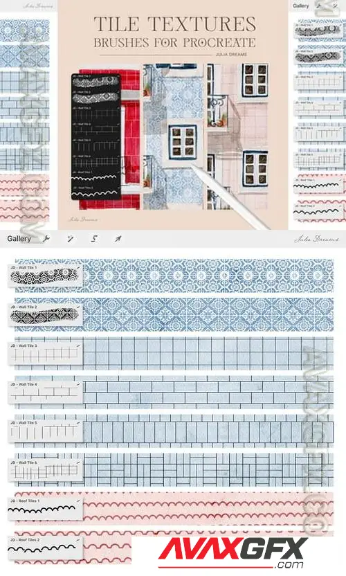Tile Textures Brushes for Procreate JZMLNDA