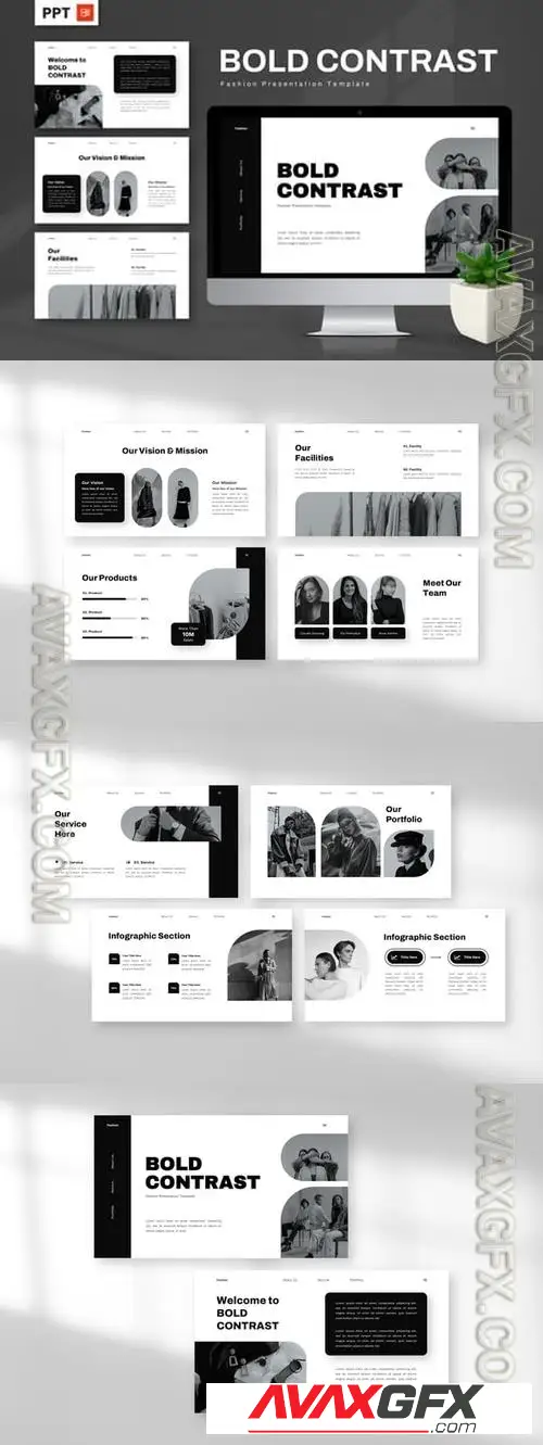 Bold Contrast - Fashion Powerpoint WWUJGRN