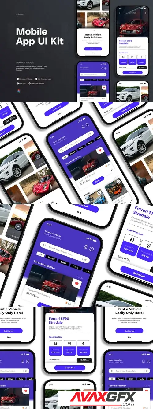 Download Car Rent - Mobile App UI Kit GK6FDKX