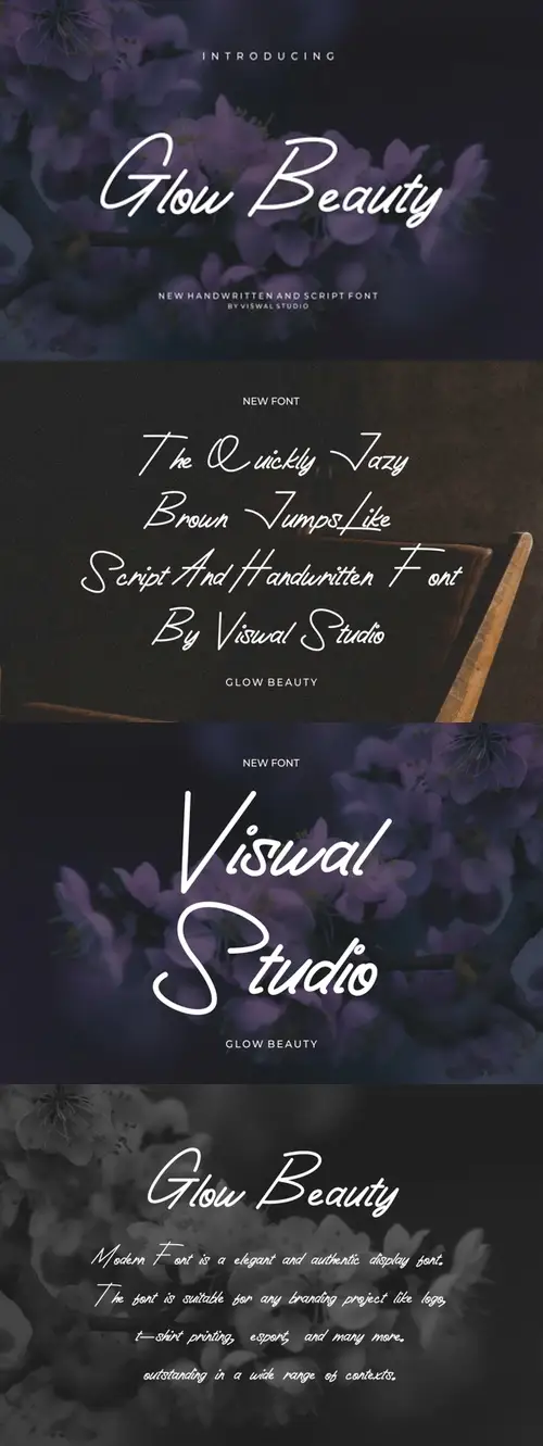 Download Glow Beauty - A Handwritten Logo Font DNL6UNC
