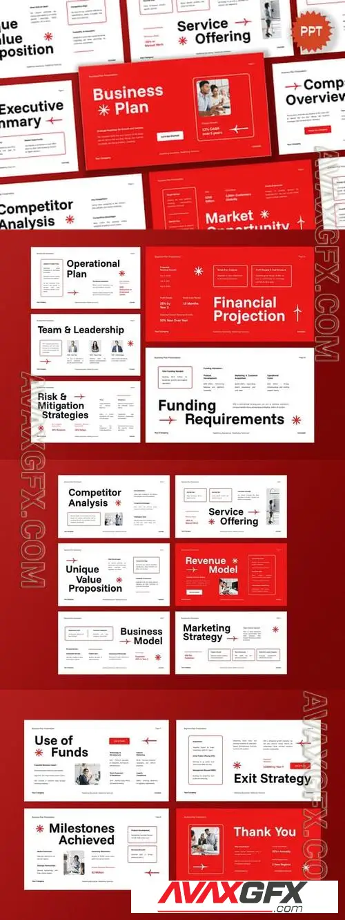 Red White Bold Business Plan PPT Y2AWJZK