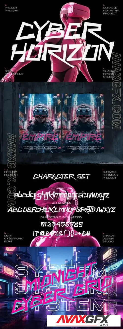 Cyber Horizon - Sci-fi Cyberpunk Font SZTHFQT