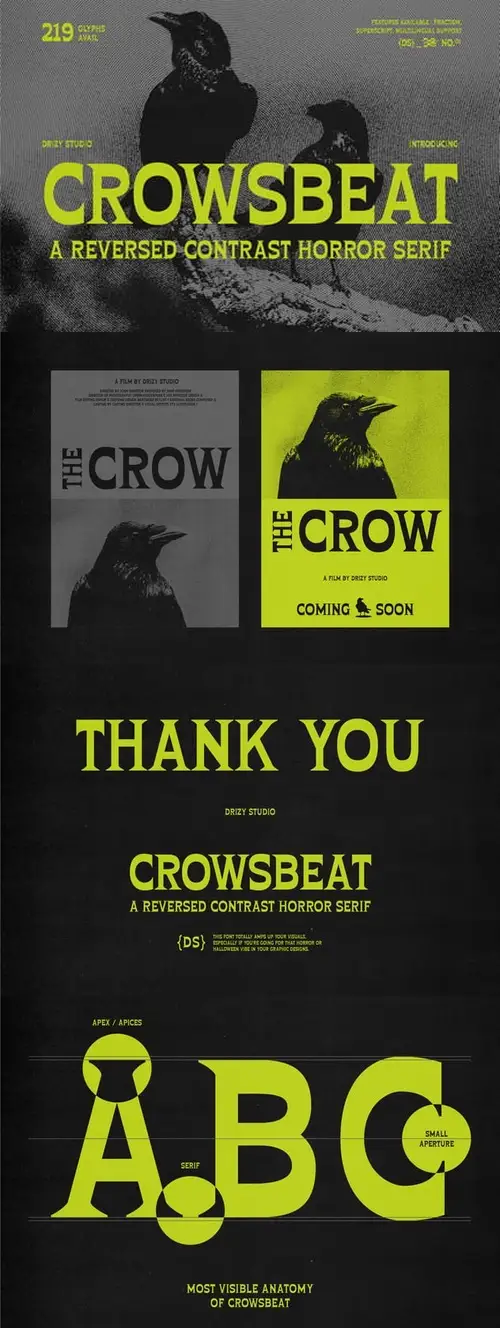 Download Crowsbeat Reversed Contrast Horror Font KBU8RB7