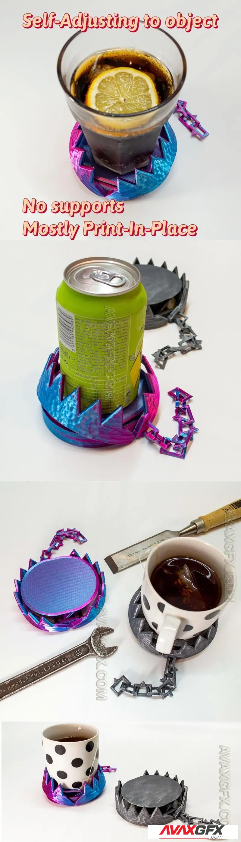 Mug Trap - Self-Adjusting Coaster - STL 3D Model