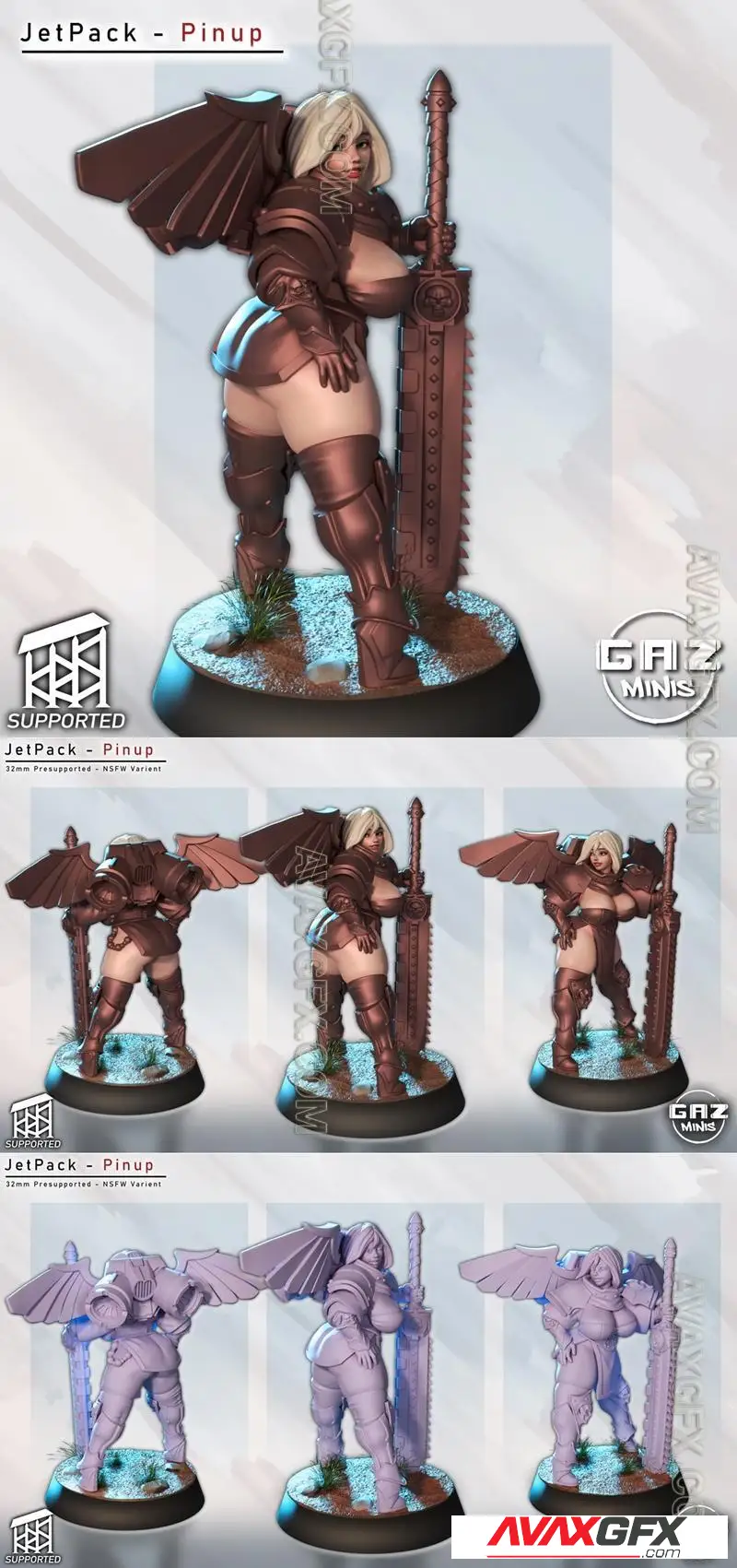 Gaz Minis - Jet Pack Pinup - STL 3D Model