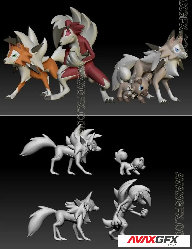 Pokemon Rockruff Lycanroc - STL 3D Model