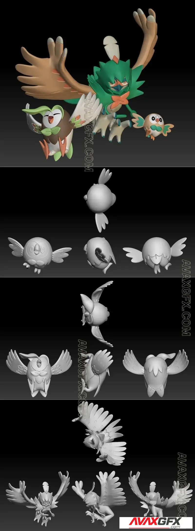 Pokemon Rowlet Dartrix Decidueye - STL 3D Model